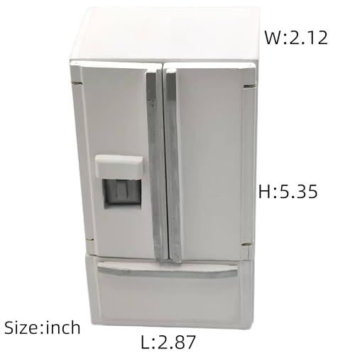 SXFSE 1:12 Scale Dollhouse Refrigerator, Wooden Miniature Fridge for Kitchen Prop, White