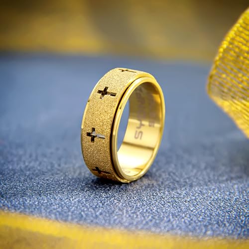 SYDNFZY Stainless Steel Anxiety Spinner Ring for Men 8mm – Fidget Ring for Stress Relief (Sizes 6-11)