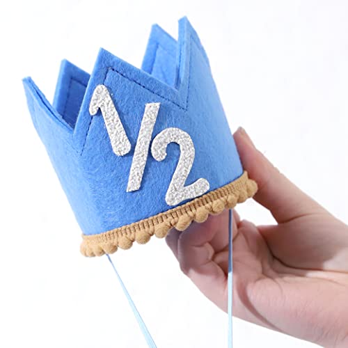 SYESQL Half Birthday Crown for Baby Girls/Boys – Cute 1/2 Crown Hat with Elastic Band in 4 Colors