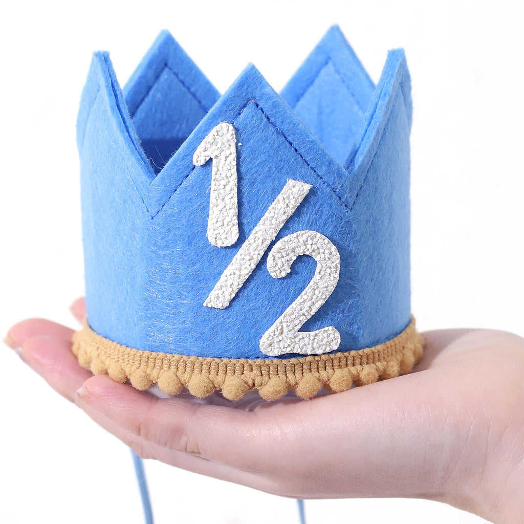 SYESQL Half Birthday Crown for Baby Girls/Boys – Cute 1/2 Crown Hat with Elastic Band in 4 Colors