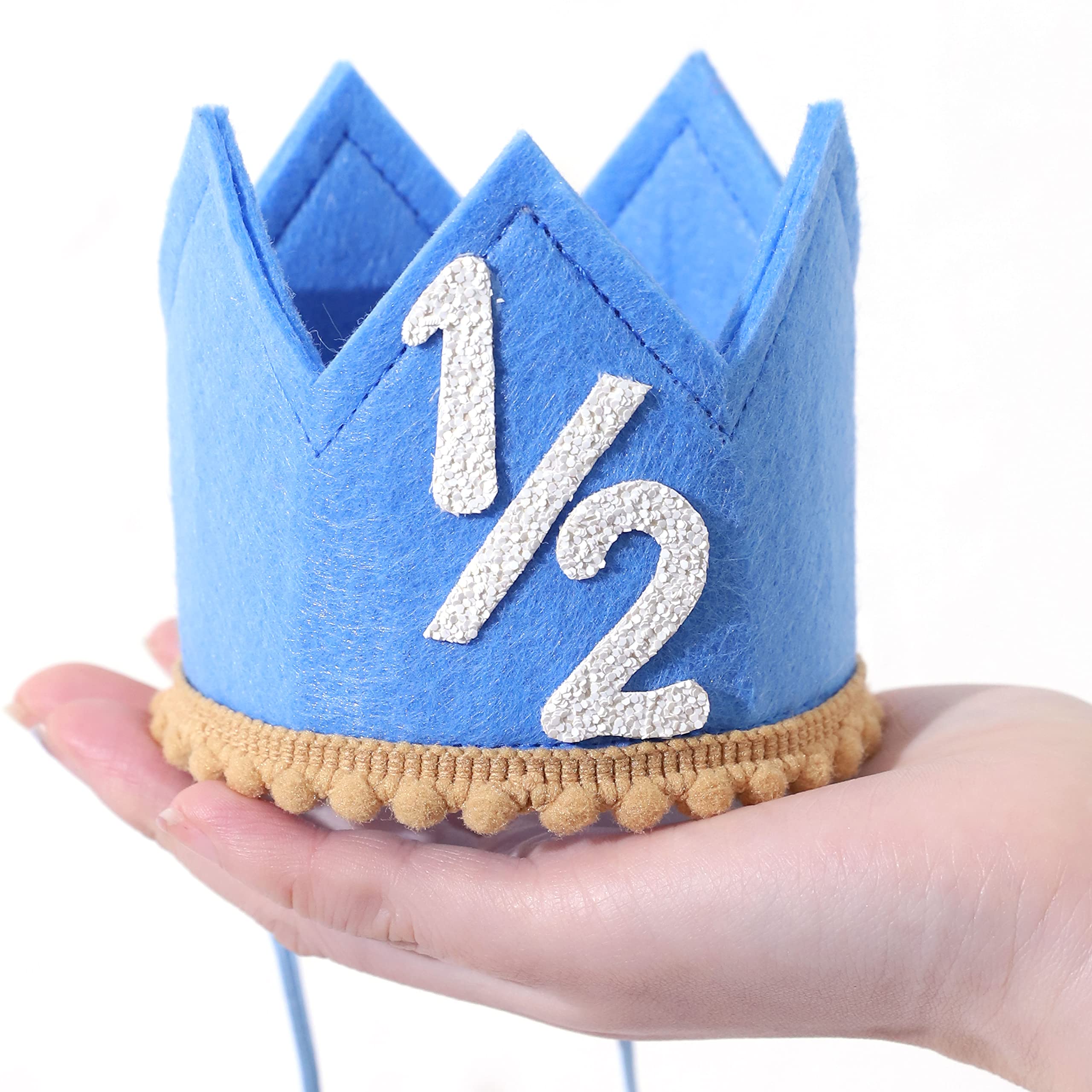 SYESQL Half Birthday Crown for Baby Girls/Boys – Cute 1/2 Crown Hat with Elastic Band in 4 Colors
