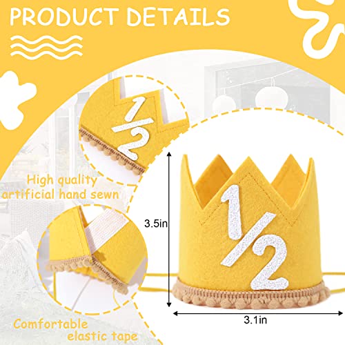 SYESQL Half Birthday Crown Hat for Baby Girls and Boys – Candy Color 1/2 Crown