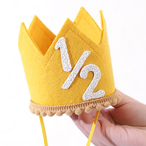 SYESQL Half Birthday Crown Hat for Baby Girls and Boys – Candy Color 1/2 Crown