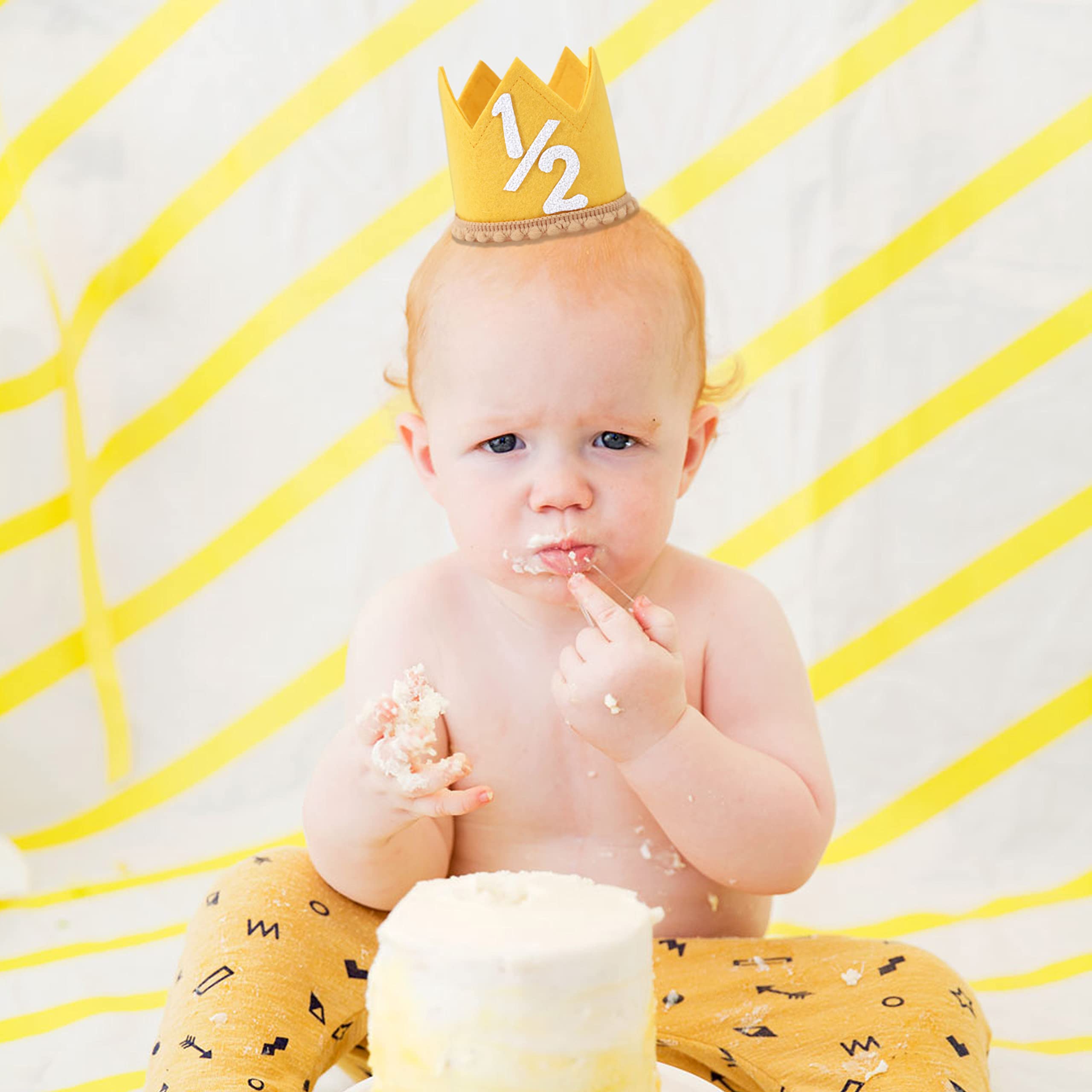 SYESQL Half Birthday Crown Hat for Baby Girls and Boys – Candy Color 1/2 Crown
