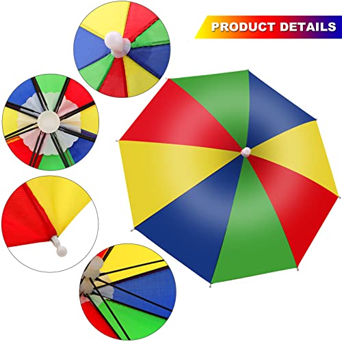 Syhood 4-Pack Rainbow Umbrella Hats – Waterproof, Hands-Free, Adjustable for Adults