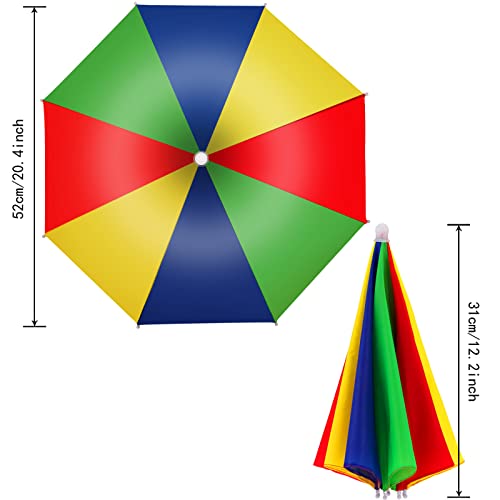 Syhood 4-Pack Rainbow Umbrella Hats – Waterproof, Hands-Free, Adjustable for Adults