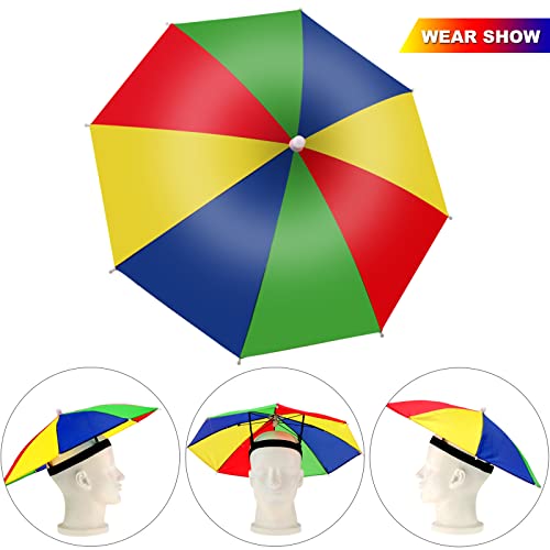 Syhood 4-Pack Rainbow Umbrella Hats – Waterproof, Hands-Free, Adjustable for Adults