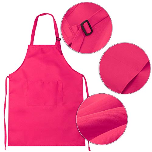 Syhood 6 Pack Kids Aprons with Pockets - Adjustable Children Chef Aprons for Cooking, Painting, Crafting (Fresh Colors, Large)