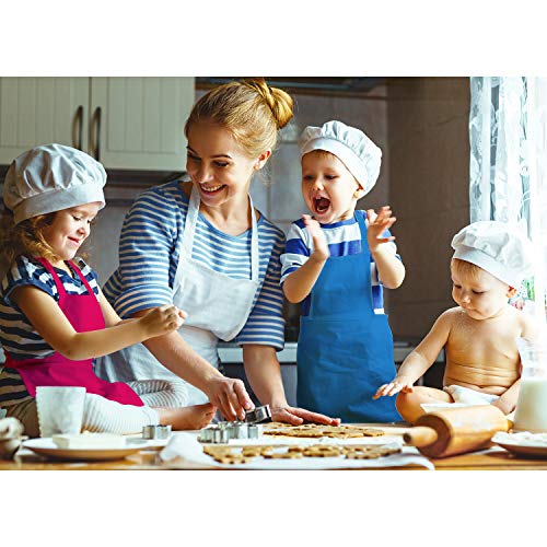Syhood 6 Pack Kids Aprons with Pockets - Adjustable Children's Chef Aprons for Cooking, Baking, Painting, Crafting (Bright Colors, Large)