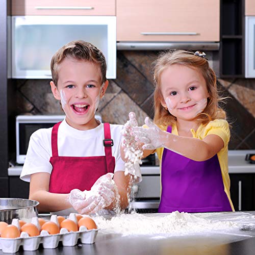 Syhood 6 Pack Kids Aprons with Pockets - Adjustable Children's Chef Aprons for Cooking, Baking, Painting, Crafting (Bright Colors, Large)