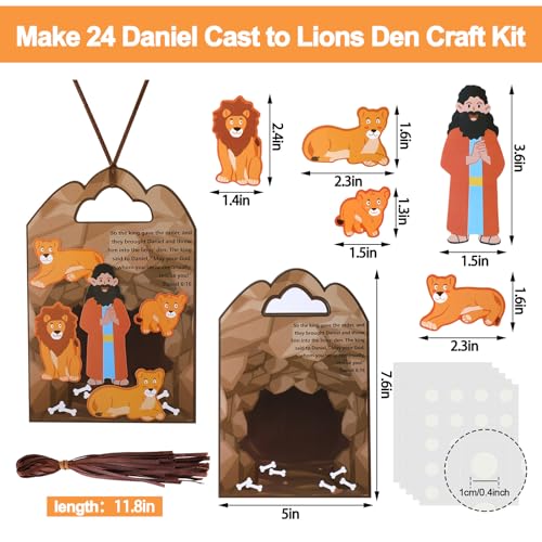 Syhood Daniel in the Lion's Den Craft Kit – 24 Sets for Bible Study, Sunday School & Religious Easter Activities