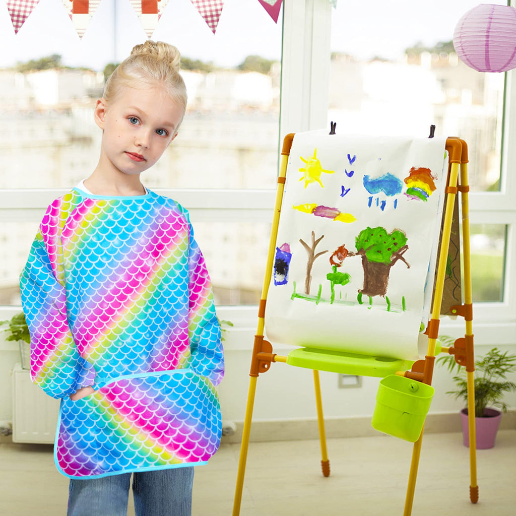Sylfairy Kids Art Smock – Waterproof Toddler Painting Apron with Pockets, Ages 2-7