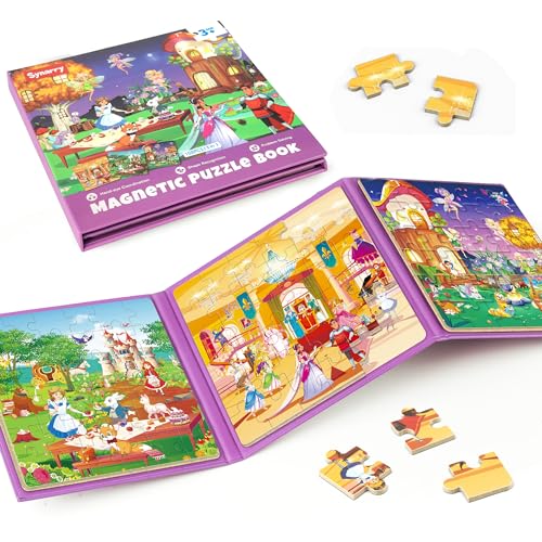 SYNARRY Princess Fairy Magnetic Puzzle Set – 36-Piece Travel Puzzles for Girls Ages 3-6
