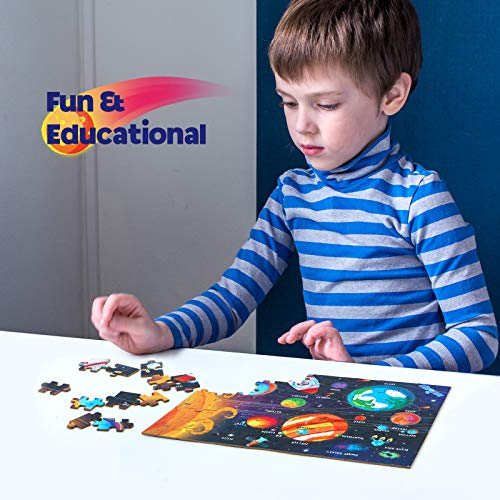 SYNARRY Space Puzzle for Kids Ages 4-8 – 104-Piece Solar System Jigsaw, Educational Toy for Boys & Girls