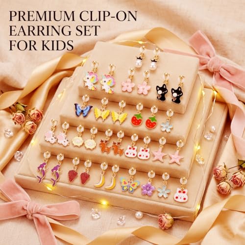 SYNLIN 20 Pairs Cute Animal Clip-On Earrings for Women Without Pierced Ears