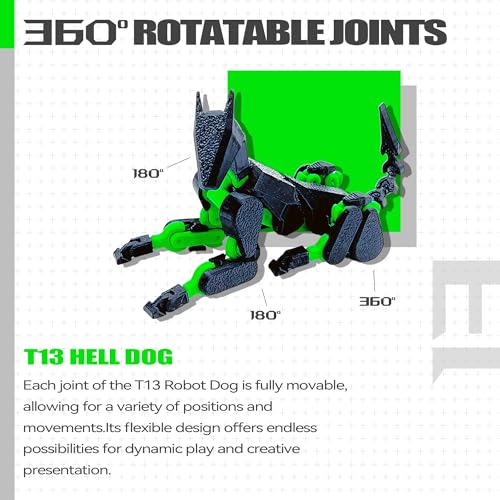 T13 3D Action Figure Set – Dummy Robot Titan 13 with Full Articulation, Pre-Assembled (Black/Green)