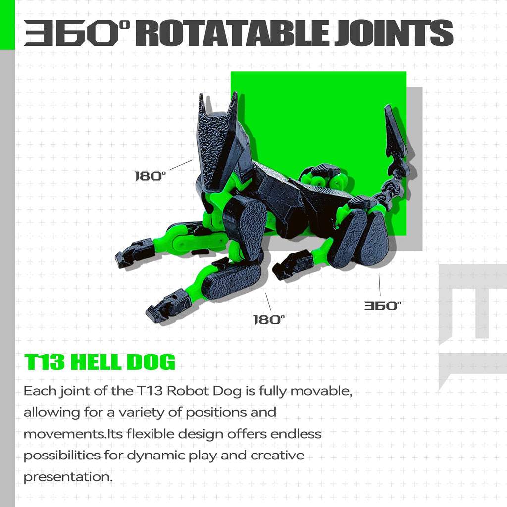 T13 3D Action Figure Set – Dummy Robot Titan 13 with Full Articulation, Pre-Assembled (Black/Green)