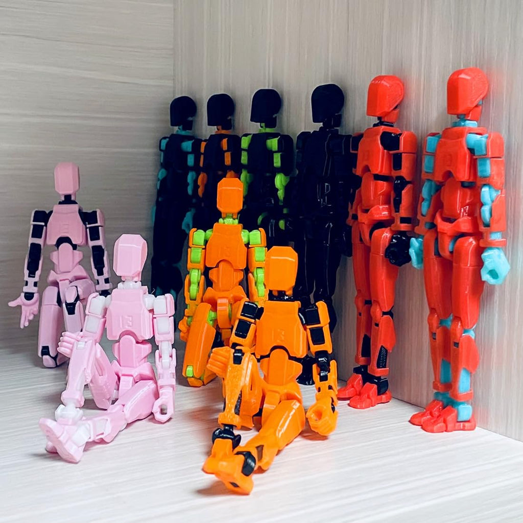 T13 3D Action Figure Set – Fully Articulated Pink White Robot with Dog & Weapons by masijssa