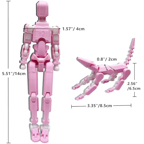 T13 3D Action Figure Set – Fully Articulated Pink White Robot with Dog & Weapons by masijssa