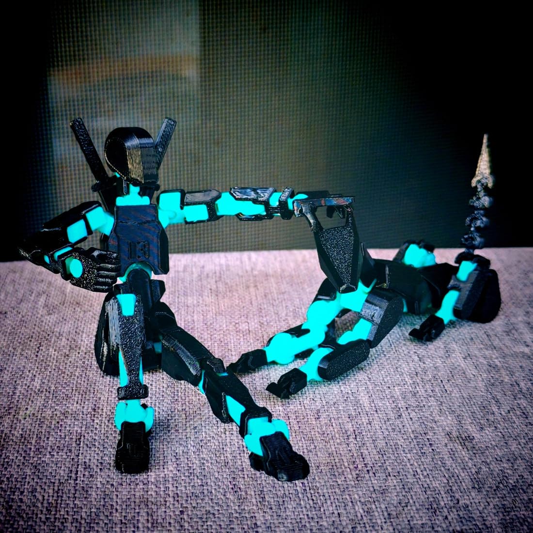 T13 3D Action Figure Set – Fully Articulated Robot with Dog Companion – 3D Printed Collectible (Black Blue)