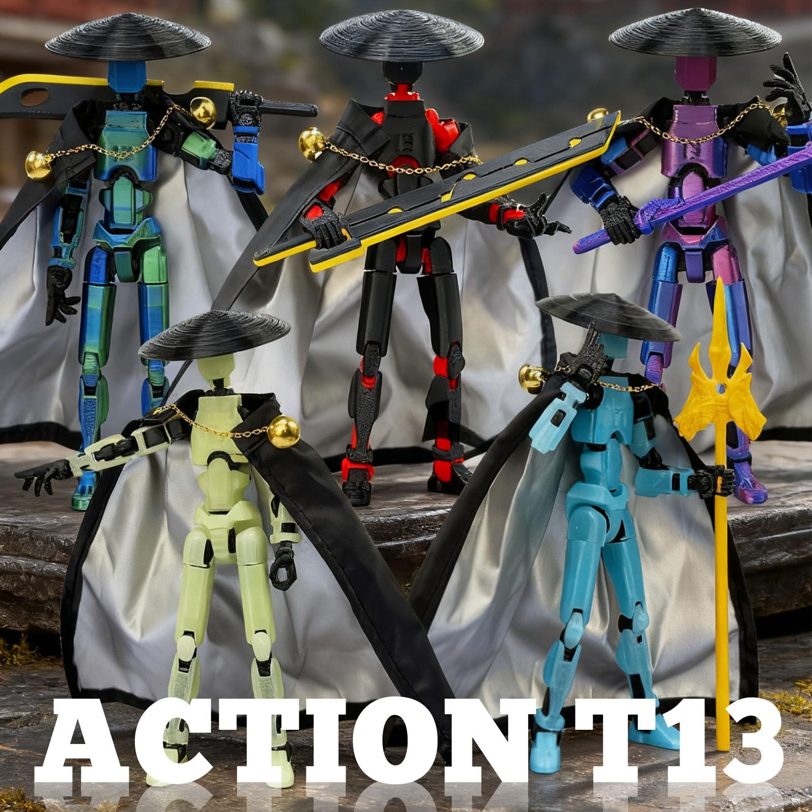 T13 Action Figure (5.2 Inch) – 3D Printed Robo 13 by Sooza, Fully Jointed with Weapons and Hands