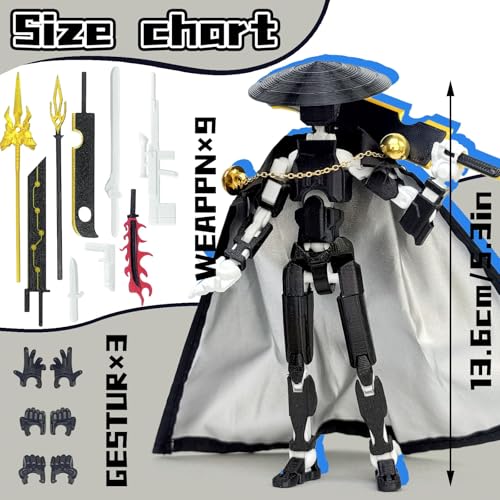 T13 Action Figure (5.2 Inch) – 3D Printed Robo 13 by Sooza, Fully Jointed with Weapons and Hands