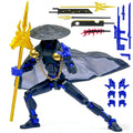 T13 Action Figure 5.2" Swordsman - Black Blue: 3D Printed Posable Robot by Sooza for Creative Play