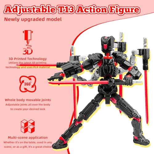 T13 Action Figure (5.5 Inch, Black Red) – Assembled 3D Printed Collectible by Soozafone