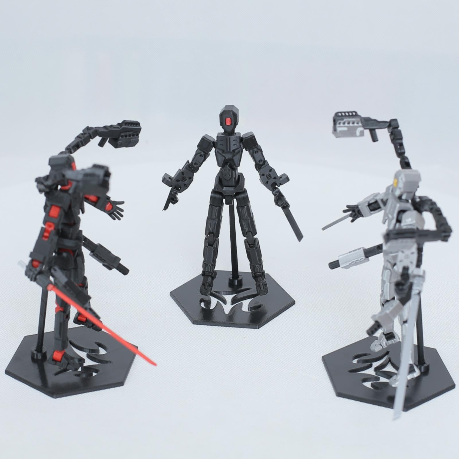 T13 Action Figure Set - 6-Arm 3D Printed Robot with 30+ Points of Articulation (Red & Black, Pre-Assembled)