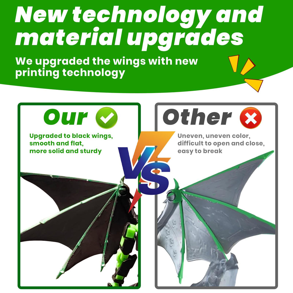 T13 Action Figure Set - Pre-Assembled Articulated Robot with Demon Wings & Weapons (Green Black)