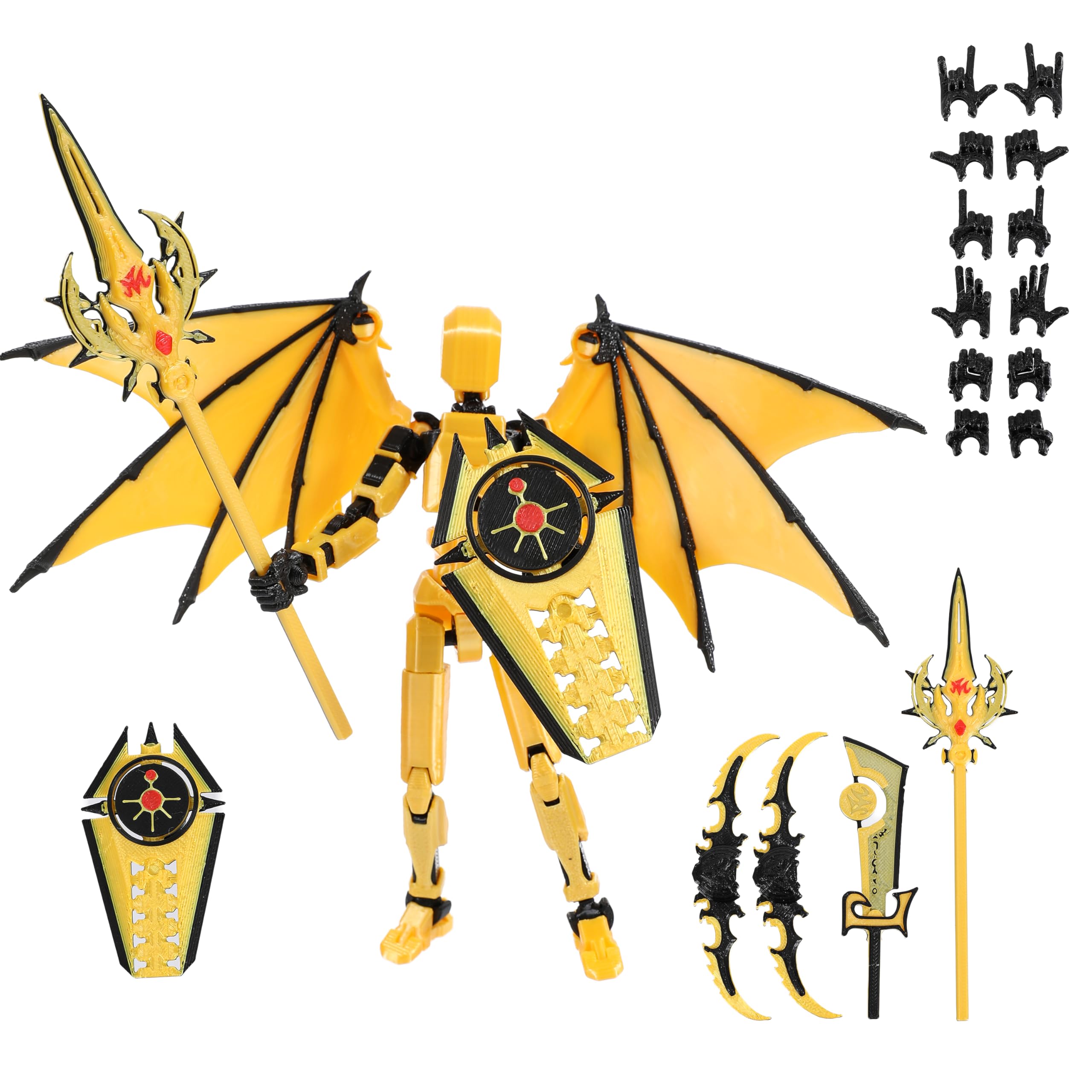 T13 Figure & Titan 13 Toys Yellow – 3D Printed Action Figure, Pre-Assembled, Multi-Jointed Movable, 5.5 Inch Desk Decoration