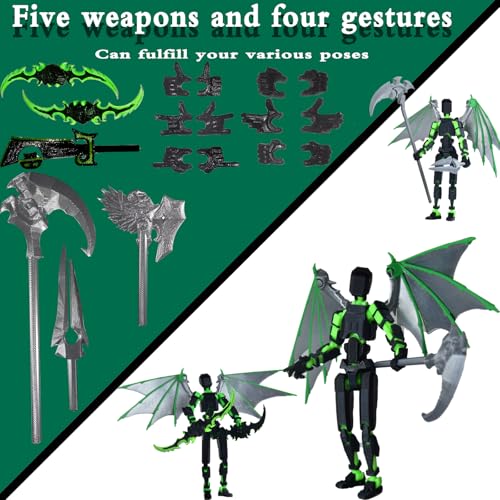 T13 Fully Articulated Action Figure - 3D Printed Multi-Jointed Movable Toy for Collectors (Black Red)