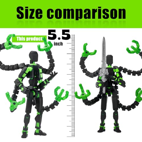 T13 Fully Jointed Action Figure – 5.5 Inch, Already Assembled, Black Green with Custom Accessories