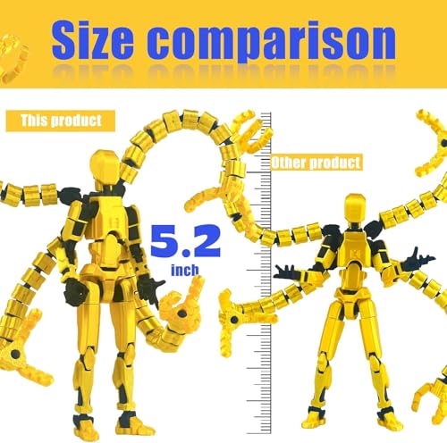 T13 Pre-Assembled Multi-Jointed Action Figure with Interchangeable Hands and Weapons – Yellow 5.5 Inch by PkghoKids