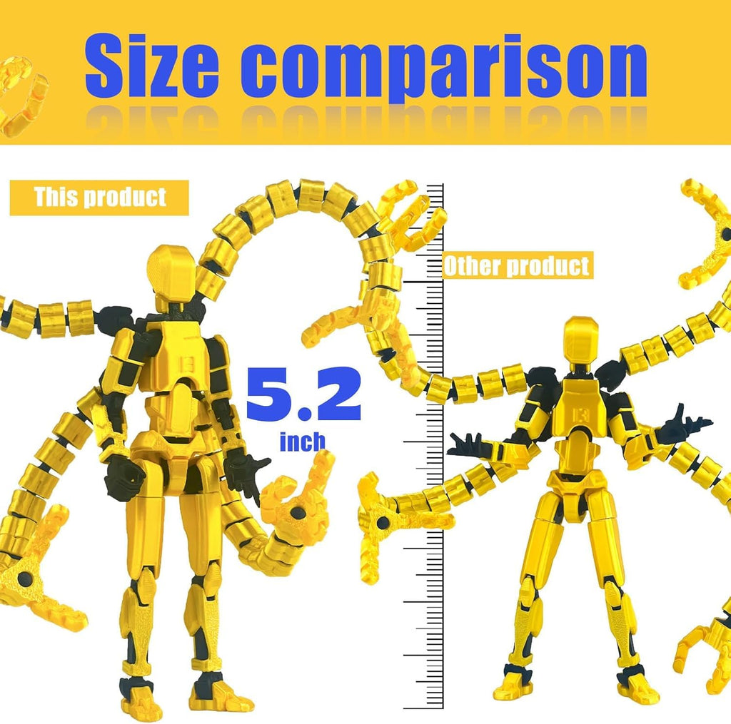 T13 Pre-Assembled Multi-Jointed Action Figure with Interchangeable Hands and Weapons – Yellow 5.5 Inch by PkghoKids