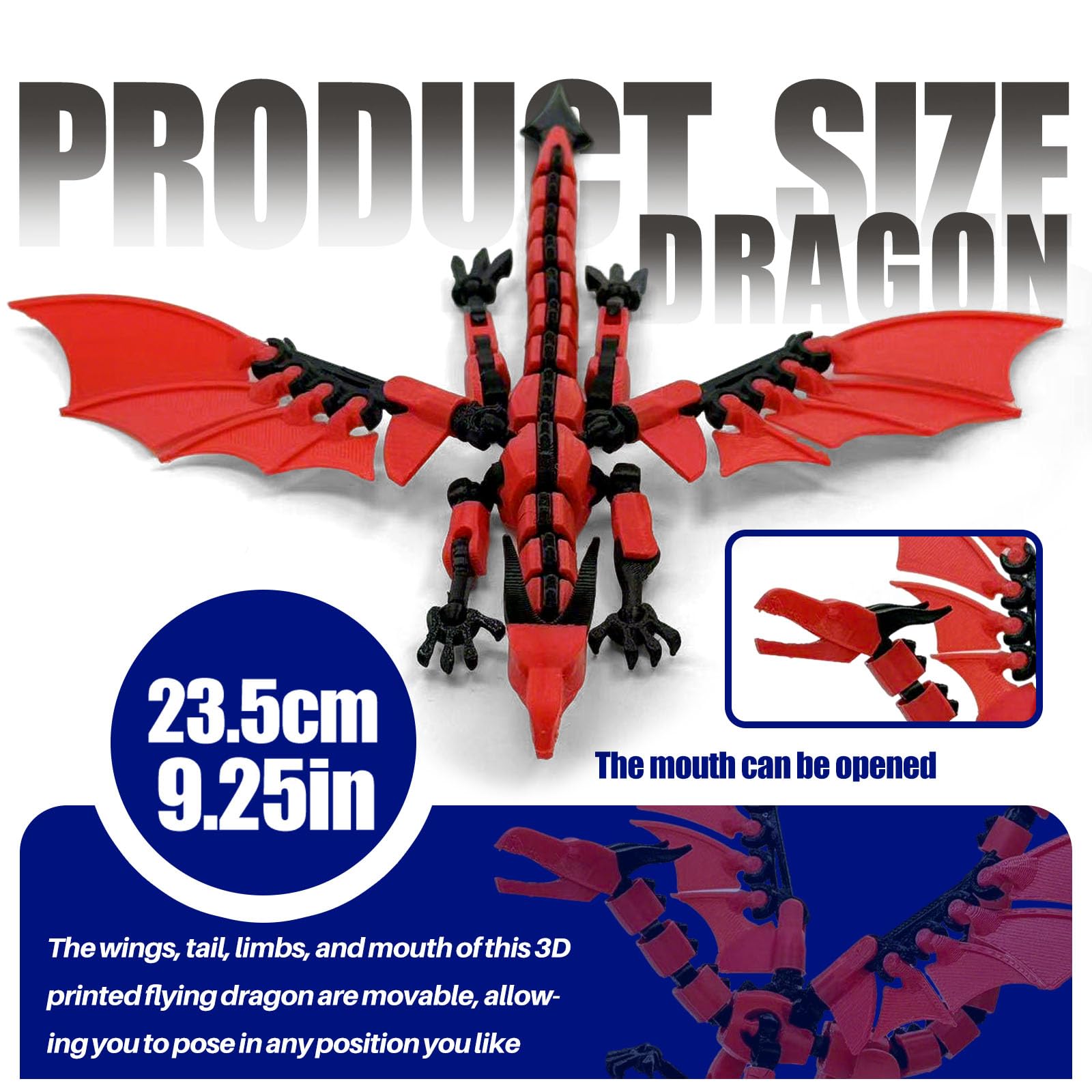 T13 Red Robot Action Figure with Dragon – 3D Printed Mecha Toy with Multi-Jointed Articulation and DIY Weapons