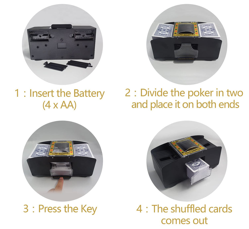 TAAVOP Automatic Card Shuffler – Battery-Powered for 1-2 Decks, Works with Poker, UNO, and More