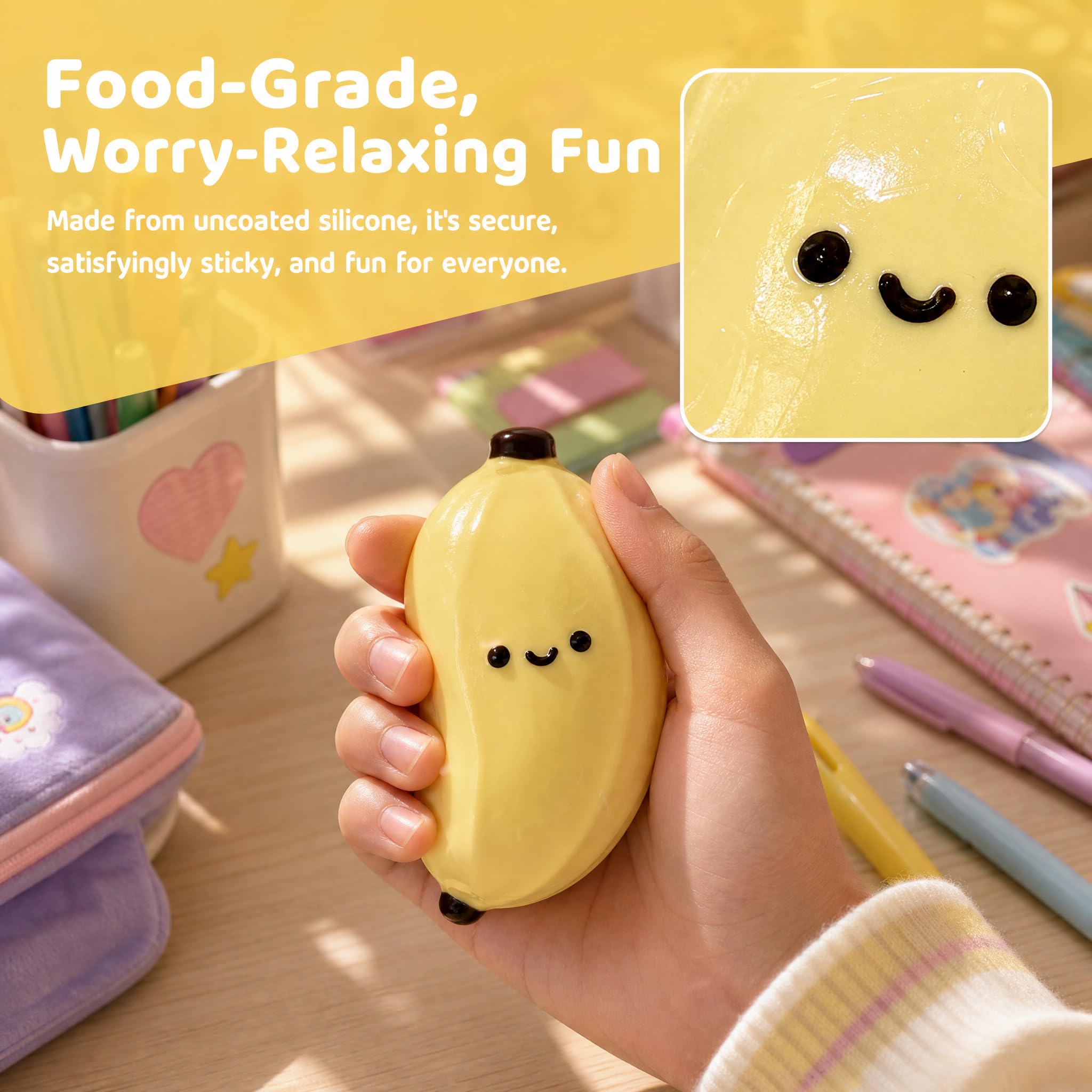 Taba Squishy Banana Stress Ball - Silica Gel Fidget Toy with Pendant by SHILIFE