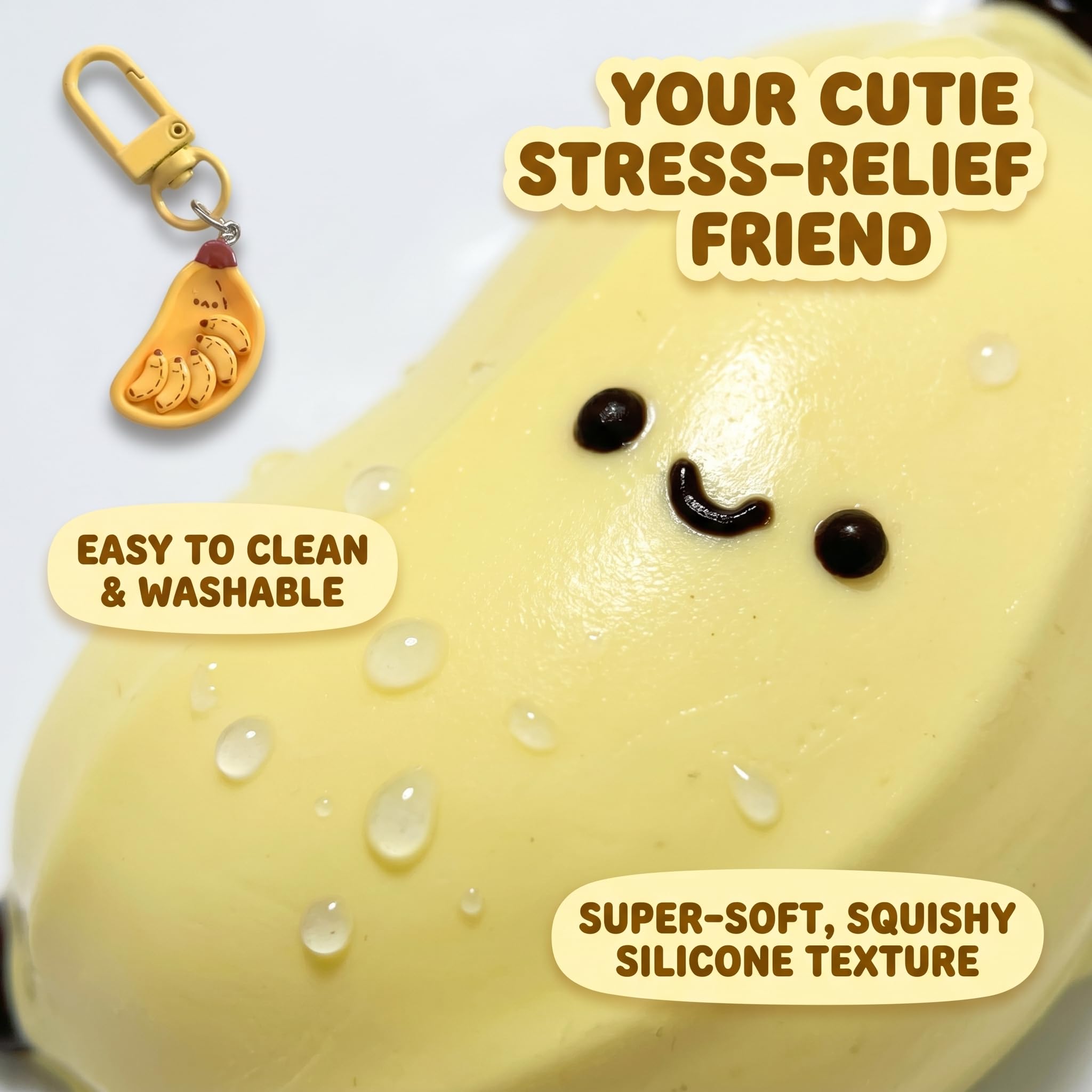 Taba Squishy Banana Stress Ball - Silica Gel Fidget Toy with Pendant by SHILIFE