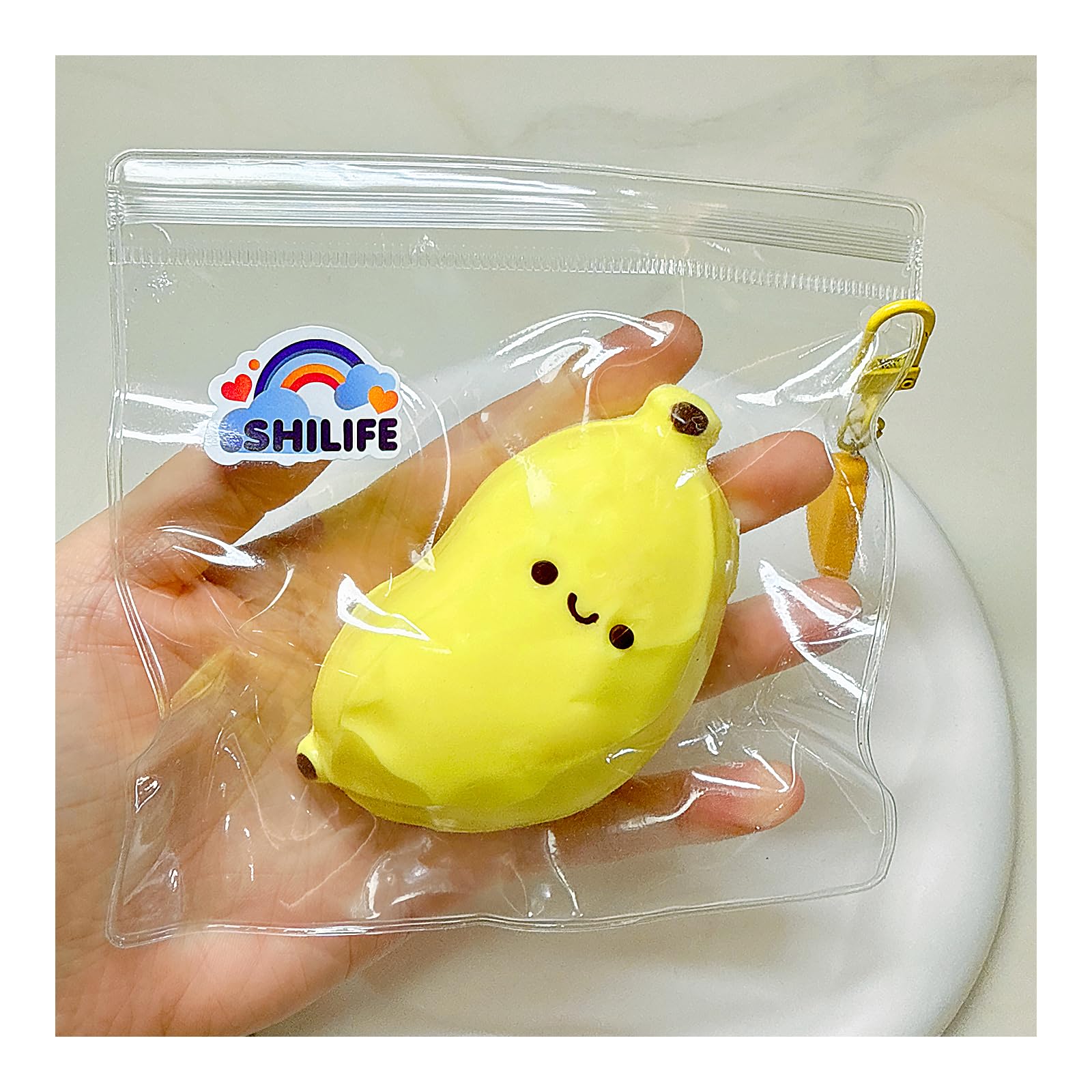 Taba Squishy Banana Stress Ball - Silica Gel Fidget Toy with Pendant by SHILIFE