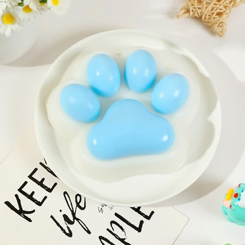 Taba Squishy Cat Paw Squeeze Toy - Blue Large - Stress Relief Fidget Toy for Adults & Kids
