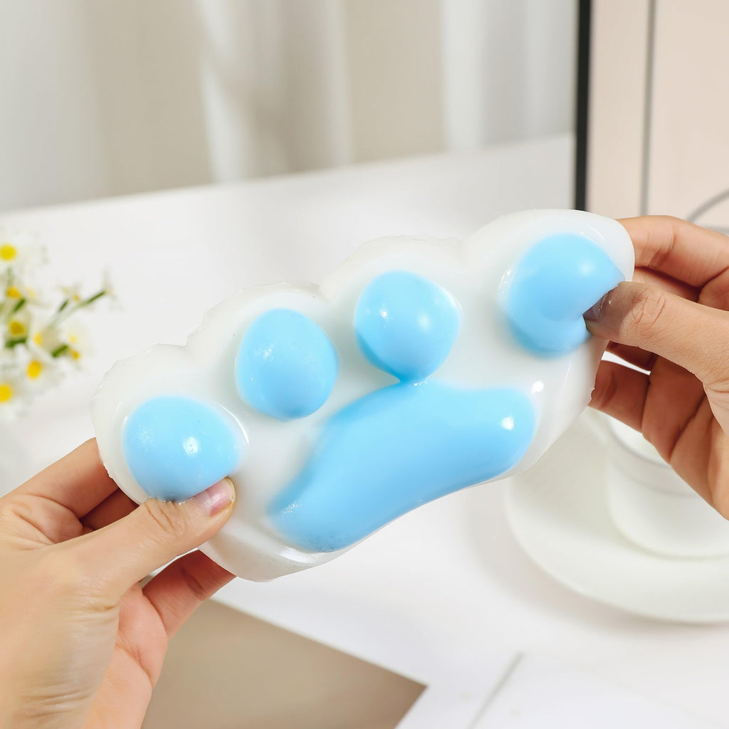 Taba Squishy Cat Paw Squeeze Toy - Blue Large - Stress Relief Fidget Toy for Adults & Kids