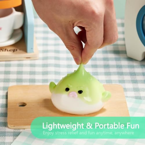 Taba Squishy Green Pufferfish – Kawaii Stress Relief Squeeze Toy, Soft Silicone Fidget Gift for Kids & Adults