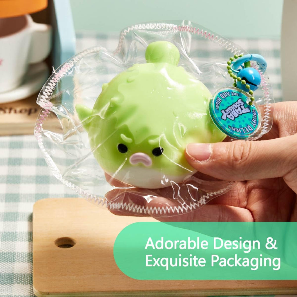 Taba Squishy Green Pufferfish – Kawaii Stress Relief Squeeze Toy, Soft Silicone Fidget Gift for Kids & Adults