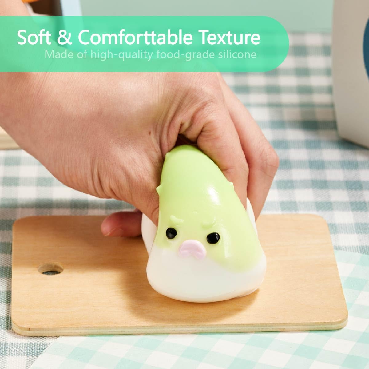 Taba Squishy Green Pufferfish – Kawaii Stress Relief Squeeze Toy, Soft Silicone Fidget Gift for Kids & Adults