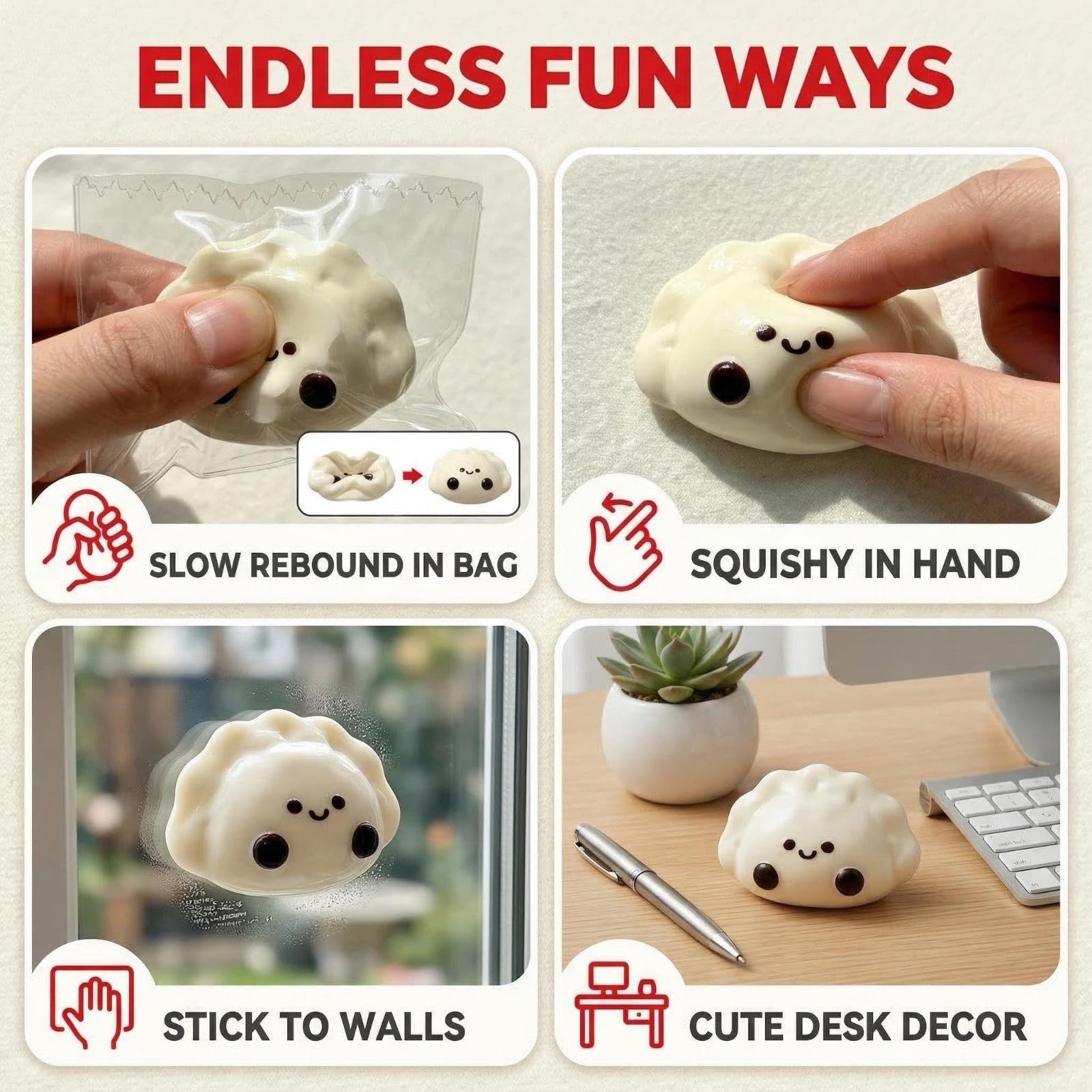 Taba Squishy Lucky Dumpling (50g) - Handmade Food-Grade Silicone Fidget Toy for Stress Relief, Soft & Sticky Squeeze Toy for Kids and Adults