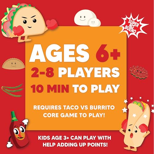 Taco vs Burrito Foodie Expansion Pack – 30 New Cards, Tortilla Holders, Ages 7+