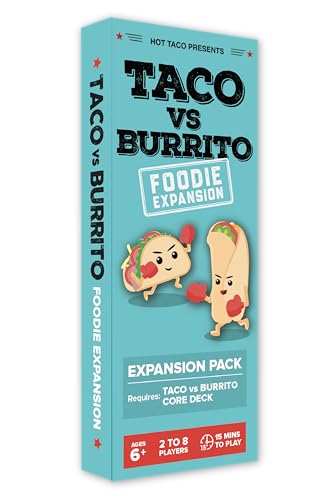 Taco vs Burrito Foodie Expansion Pack – 30 New Cards, Tortilla Holders, Ages 7+