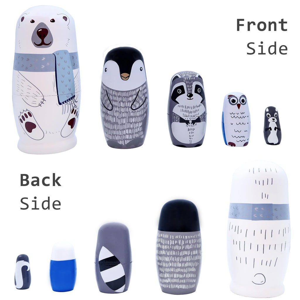 Taefaba Handmade Wooden Nesting Dolls - Set of 5 Rabbit Matryoshka with Carrot