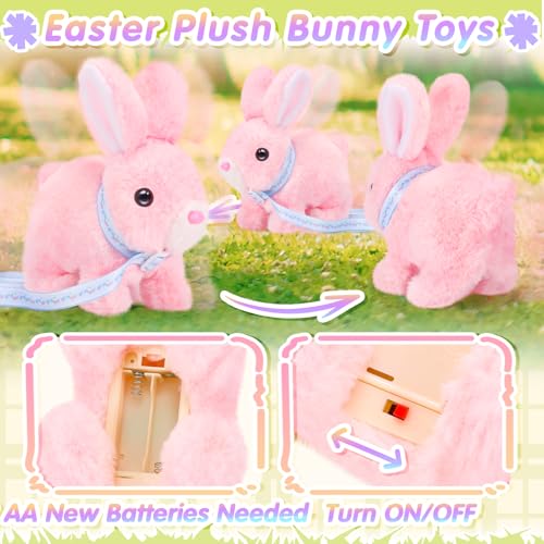 Tagitary Easter Plush Walking Bunny with Sounds and Leash for Toddlers